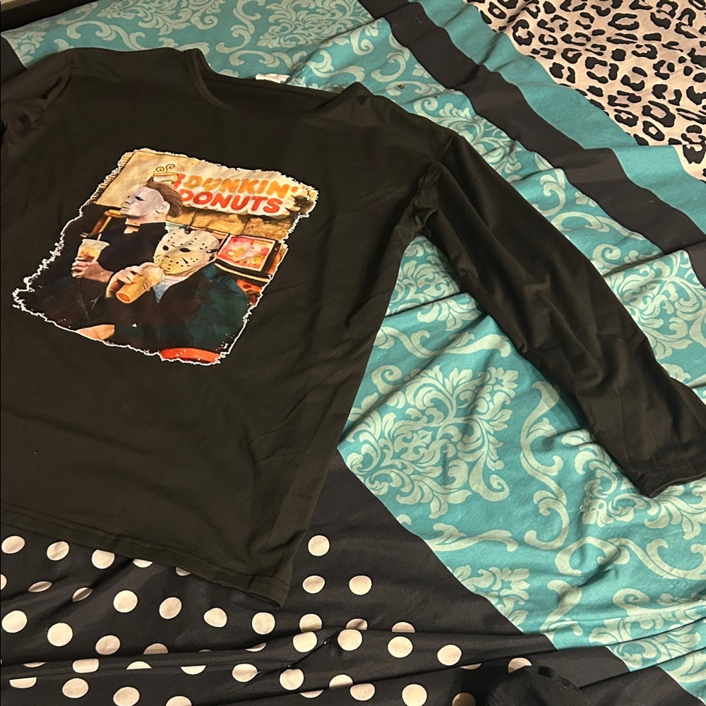 Black Long Sleeve Dunkin' Donuts Graphic Tee